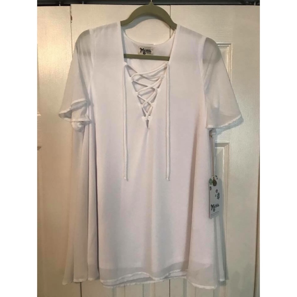 Kylie lace up dress in white